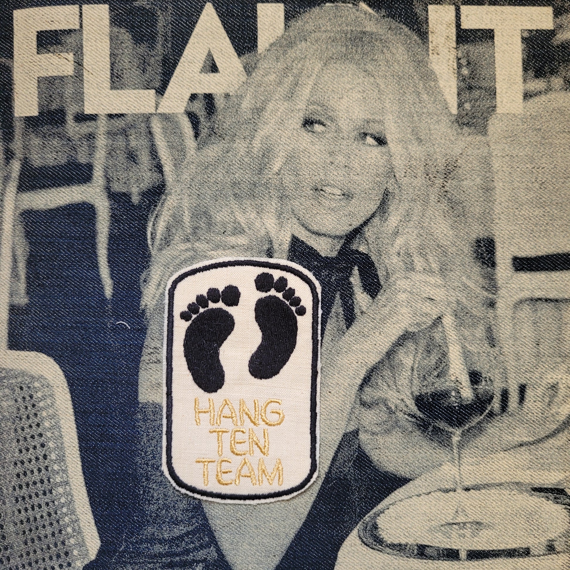 Patch Brodé "Hang ten" EN VIEUX TISSU COTON - PUNK & COTON