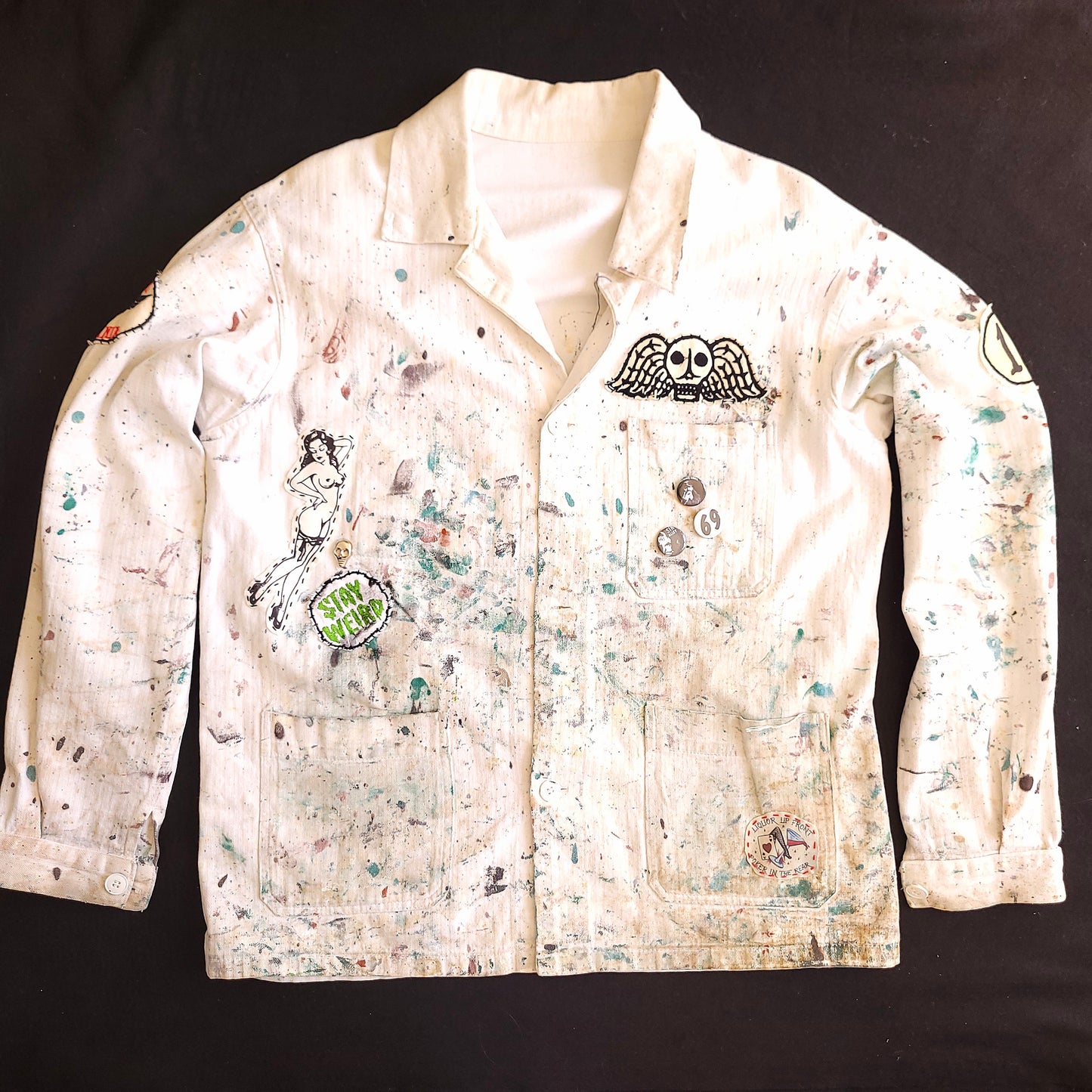 Veste peinte à la main workwear HBT vintage fashion - PUNK & COTON