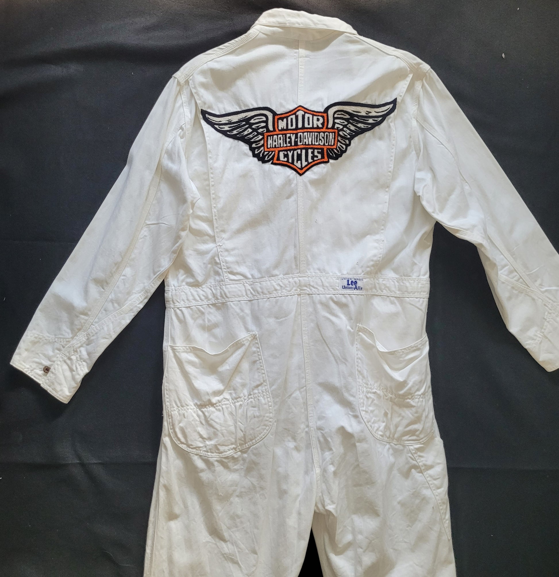 Coverall 40's LEE UNION-ALLS HBT hand embroidered chainstitch method combinaison  brodée à la main HARLEY-DAVIDSON - PUNK & COTON