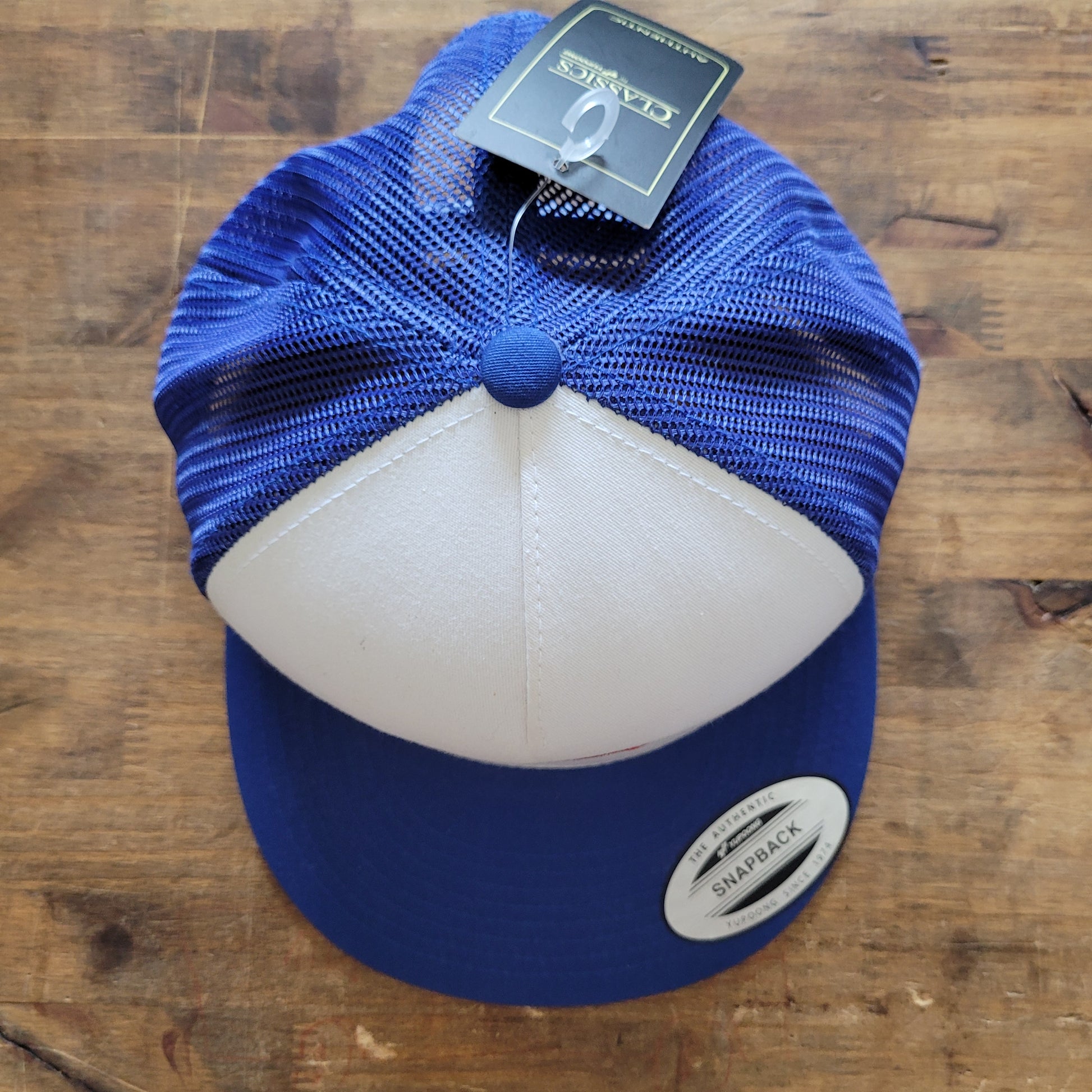 Trucker Cap  Brodé "CHOPPER I LOVE YOU" Version Fond Blanc / Bleu - PUNK & COTON