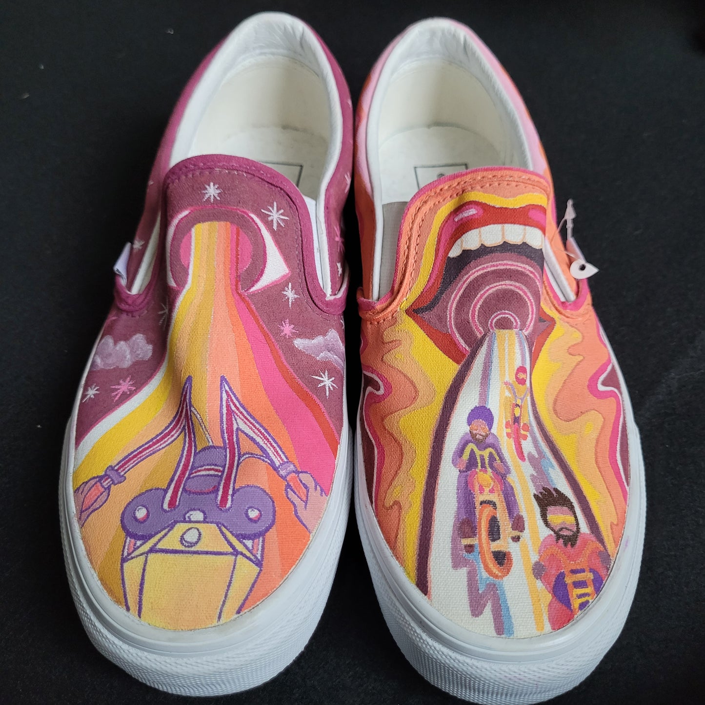 VANS "Chopper Life Psychedelic " Slip On peintes à la main by Punk & Coton