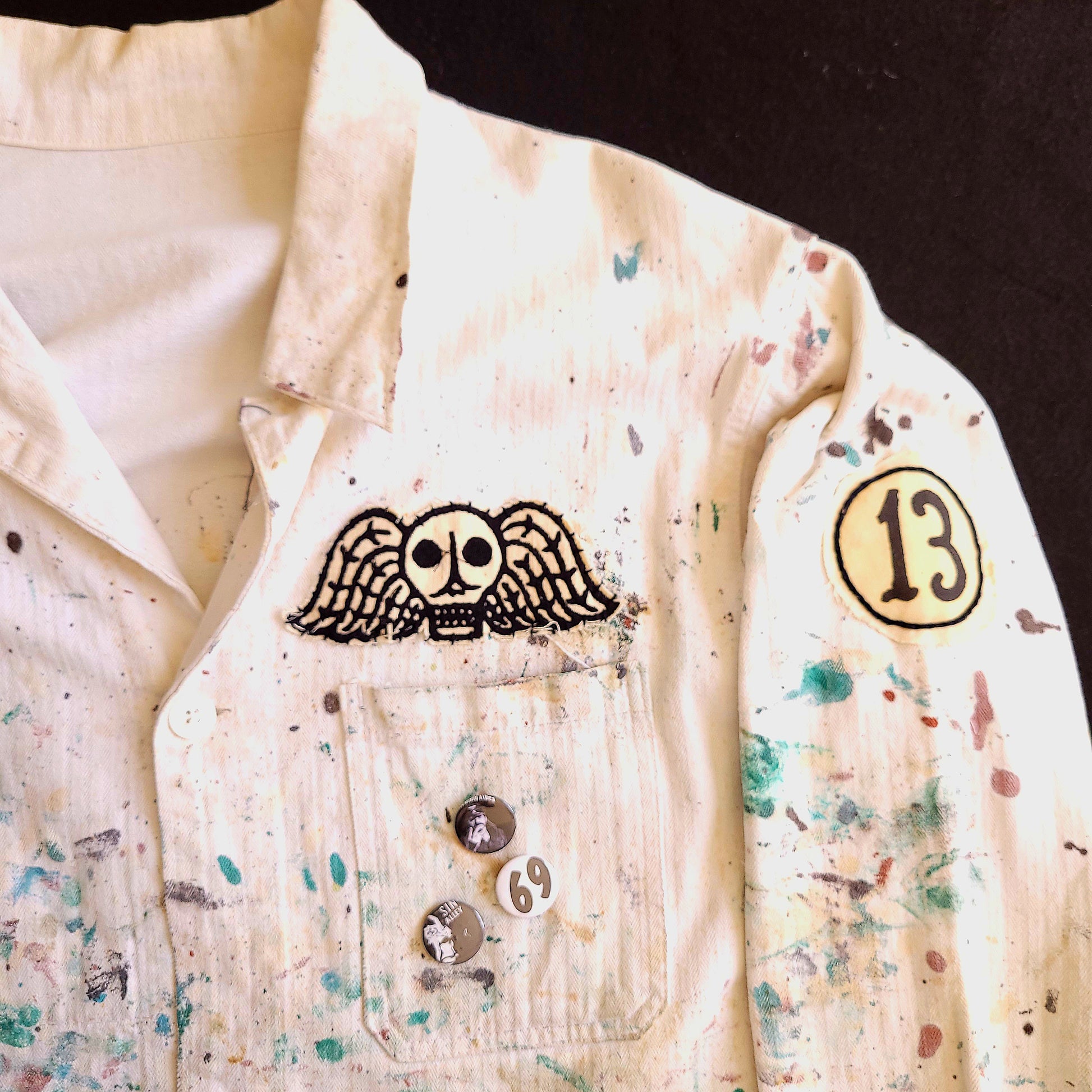 Veste peinte à la main workwear HBT vintage fashion - PUNK & COTON