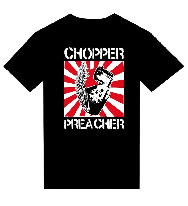 T-Shirt "Chopper Preacher" Bike moto old vintage design logo signé by Punk & Coton - PUNK & COTON