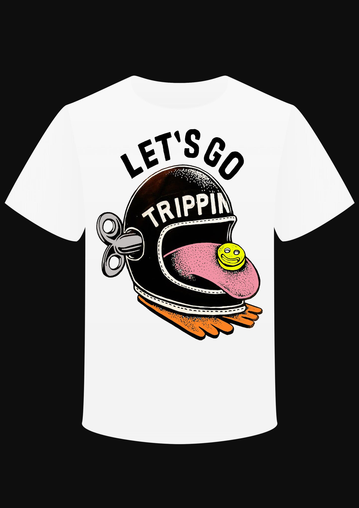 T-Shirt " Let's go trippin" HELMET BIKER - PUNK & COTON