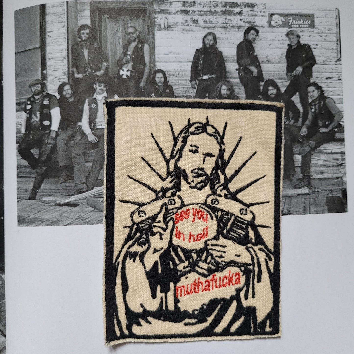 Patch Brodé "Jesus See You in Hell Muthafucka" EN VIEUX TISSU COTON - PUNK & COTON