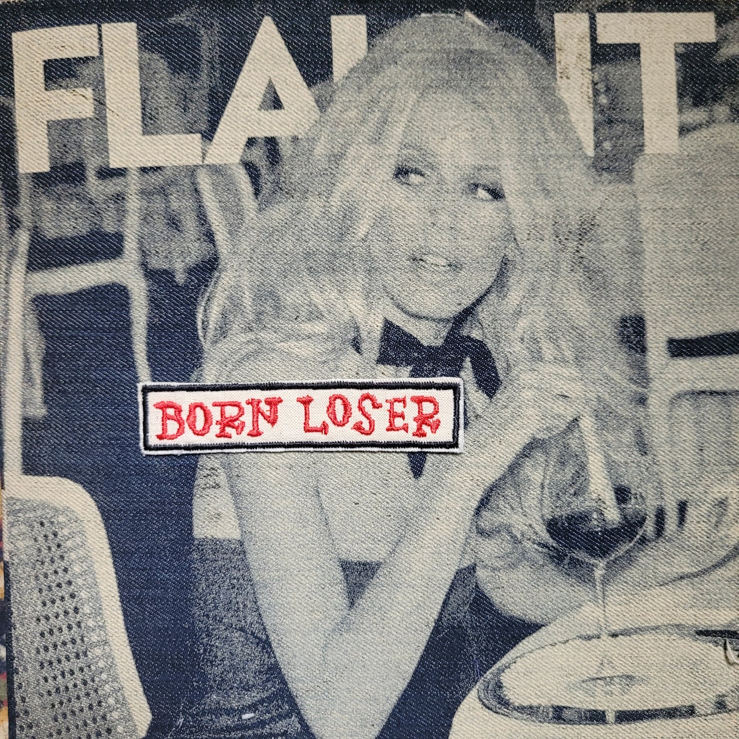 Patch brodé RARE "Born Loser" SUR VIEUX TISSU COTON - PUNK & COTON