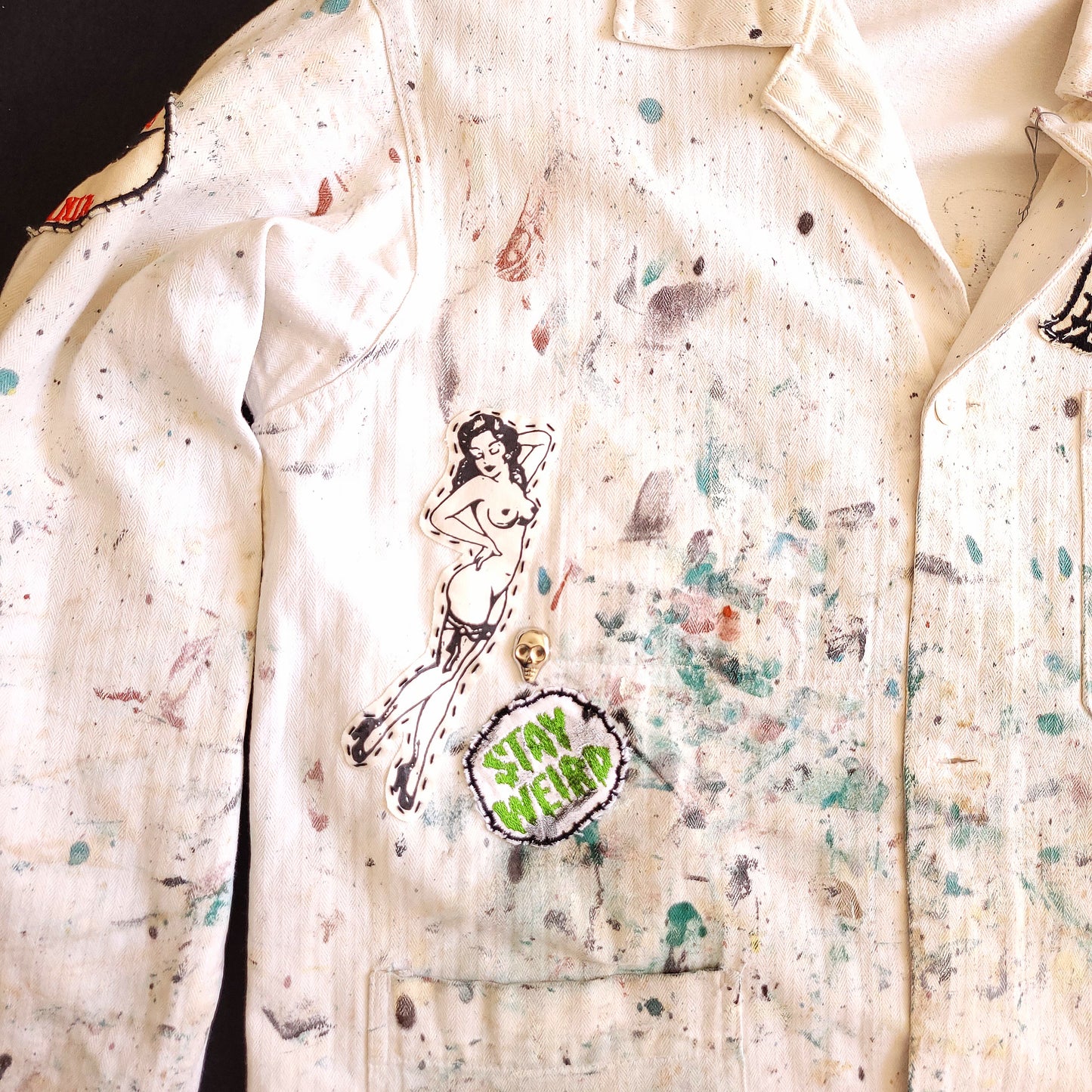 Veste peinte à la main workwear HBT vintage fashion - PUNK & COTON