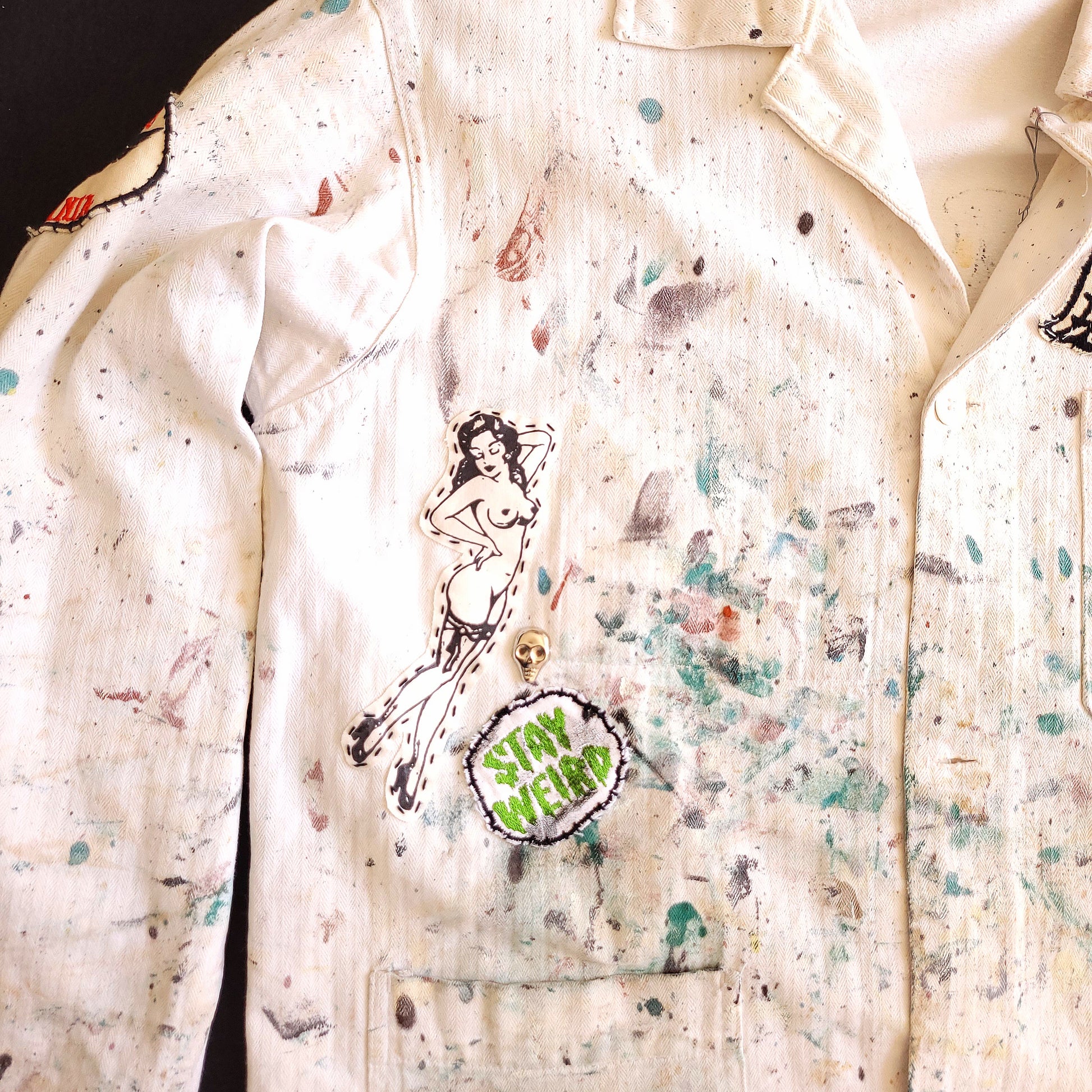 Veste peinte à la main workwear HBT vintage fashion - PUNK & COTON