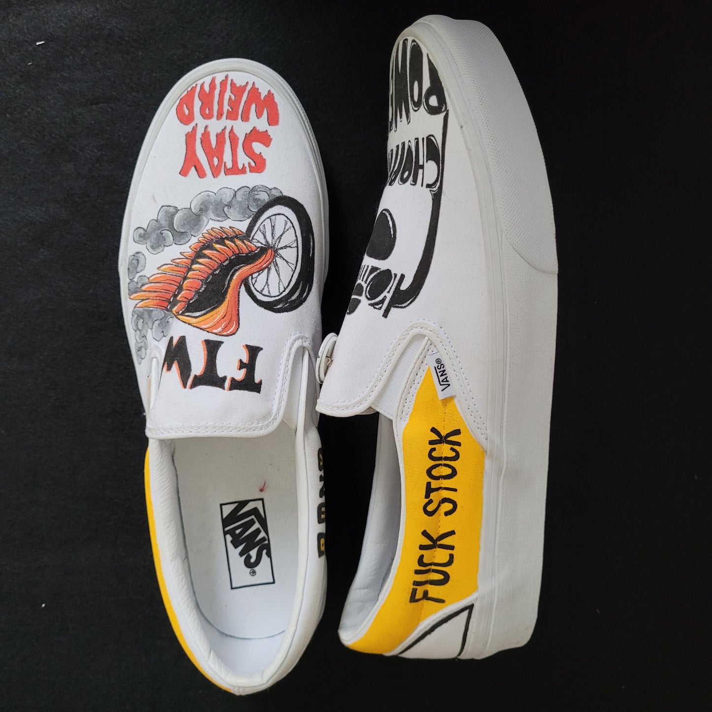 VANS "Chopper Power " Slip On peintes à la main by Punk & Coton