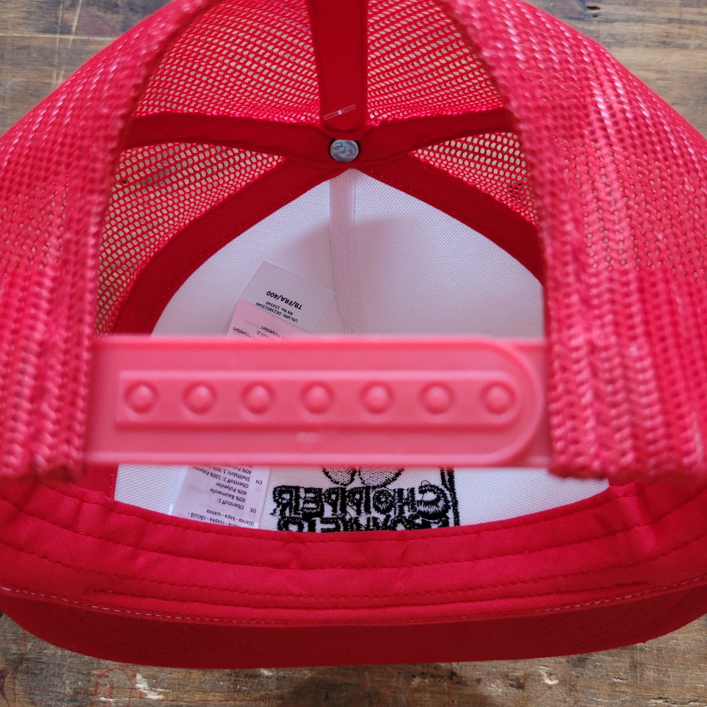 Trucker Cap  Brodé "CHOPPER POWER" Version Fond Blanc / Rouge - PUNK & COTON