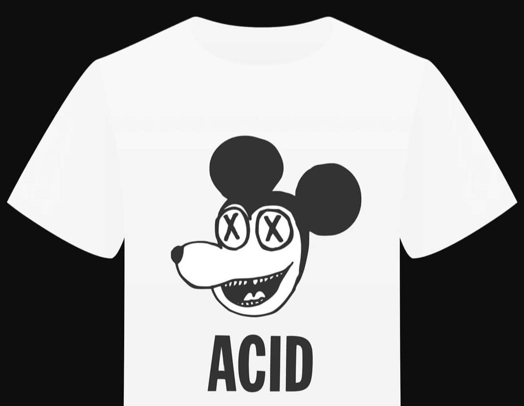 T-Shirt "ACID" MOUSE vintage design psychédélique - PUNK & COTON
