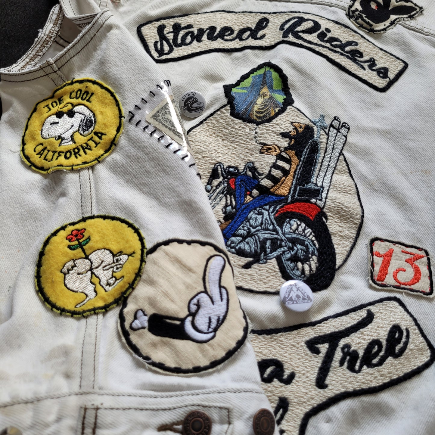 "STONED RIDERS JOSHUA TREE CAL."Handembroidery Levi's Jacket - PUNK & COTON