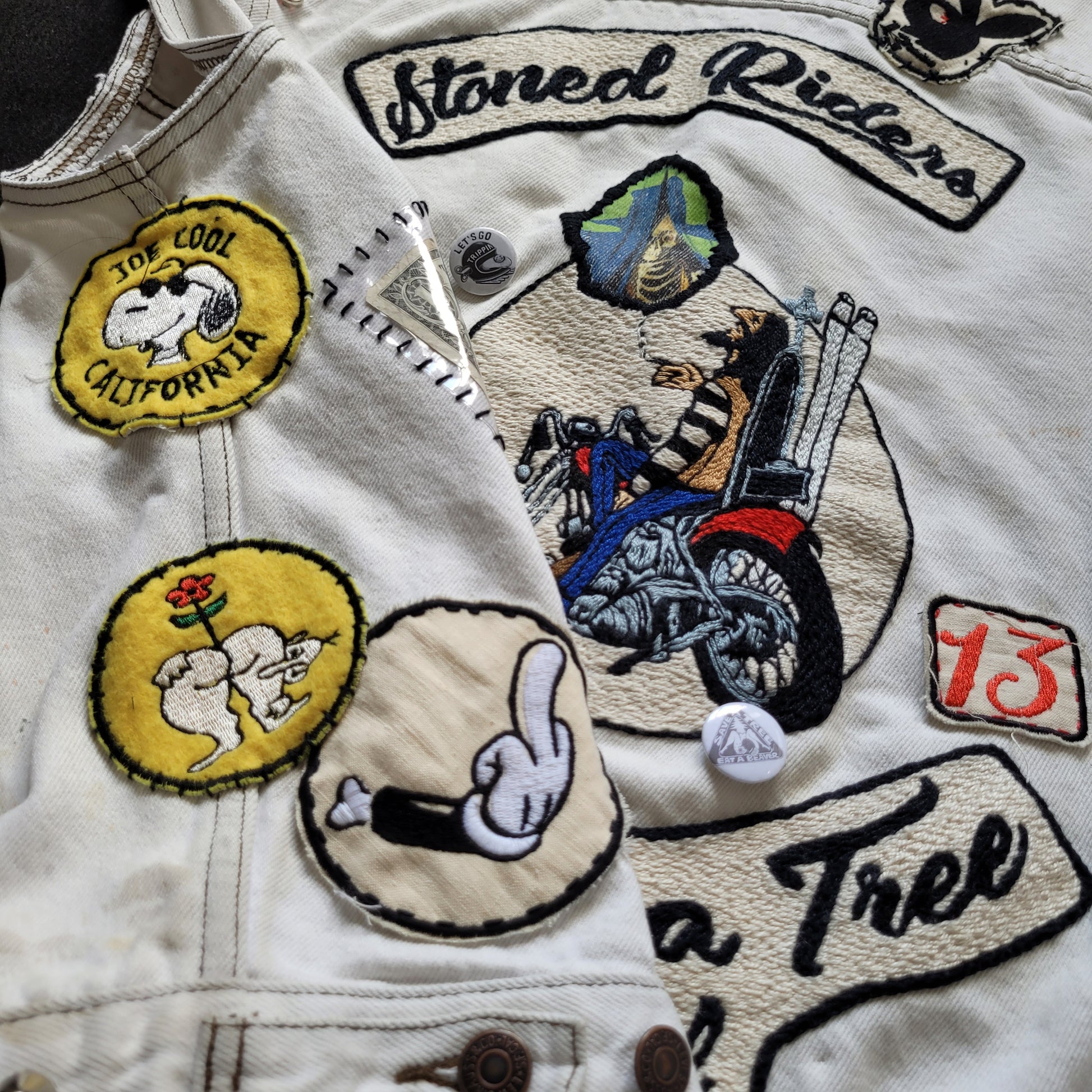 "STONED RIDERS JOSHUA TREE CAL."Handembroidery Levi's Jacket - PUNK & COTON