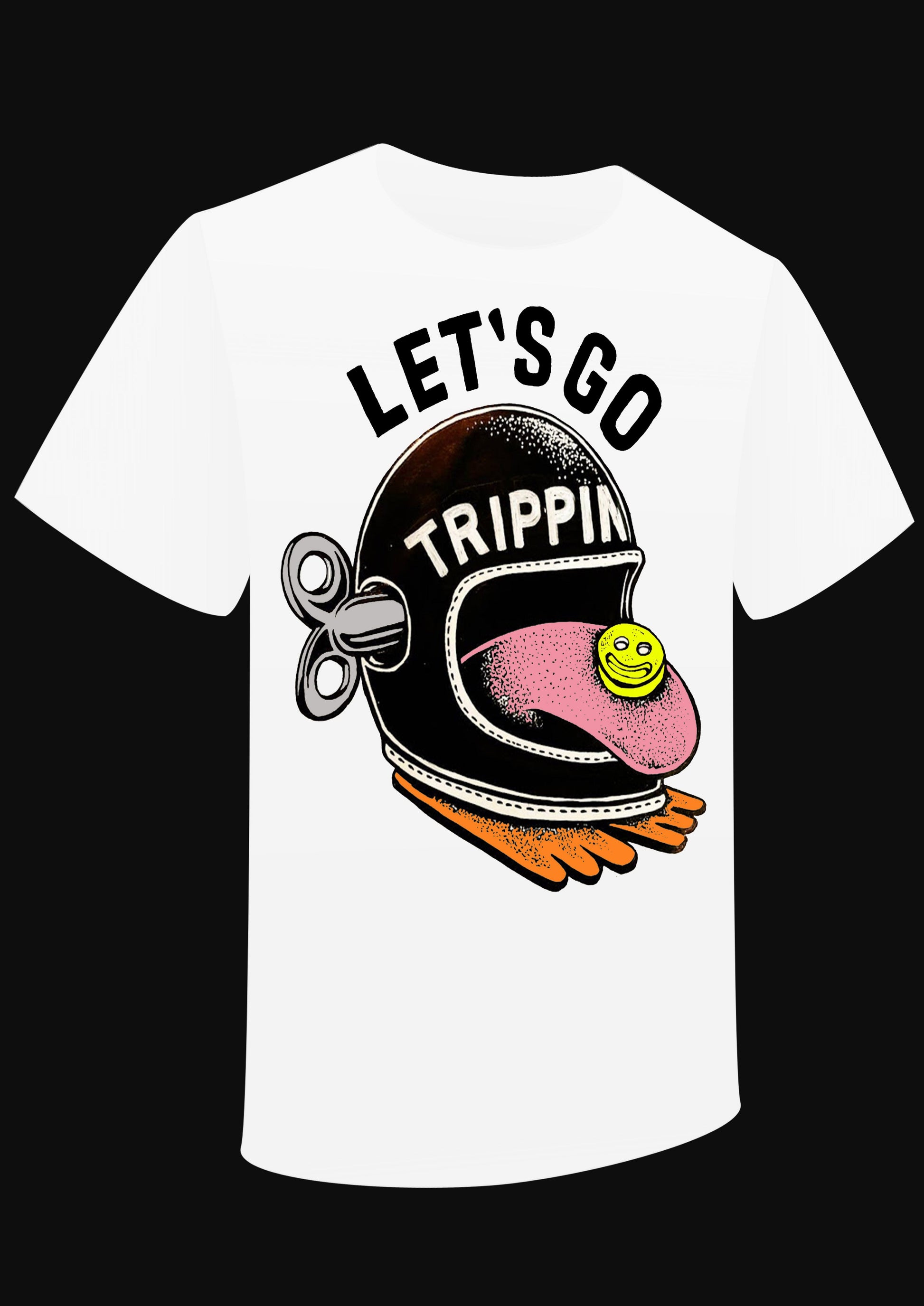 T-Shirt " Let's go trippin" HELMET BIKER - PUNK & COTON