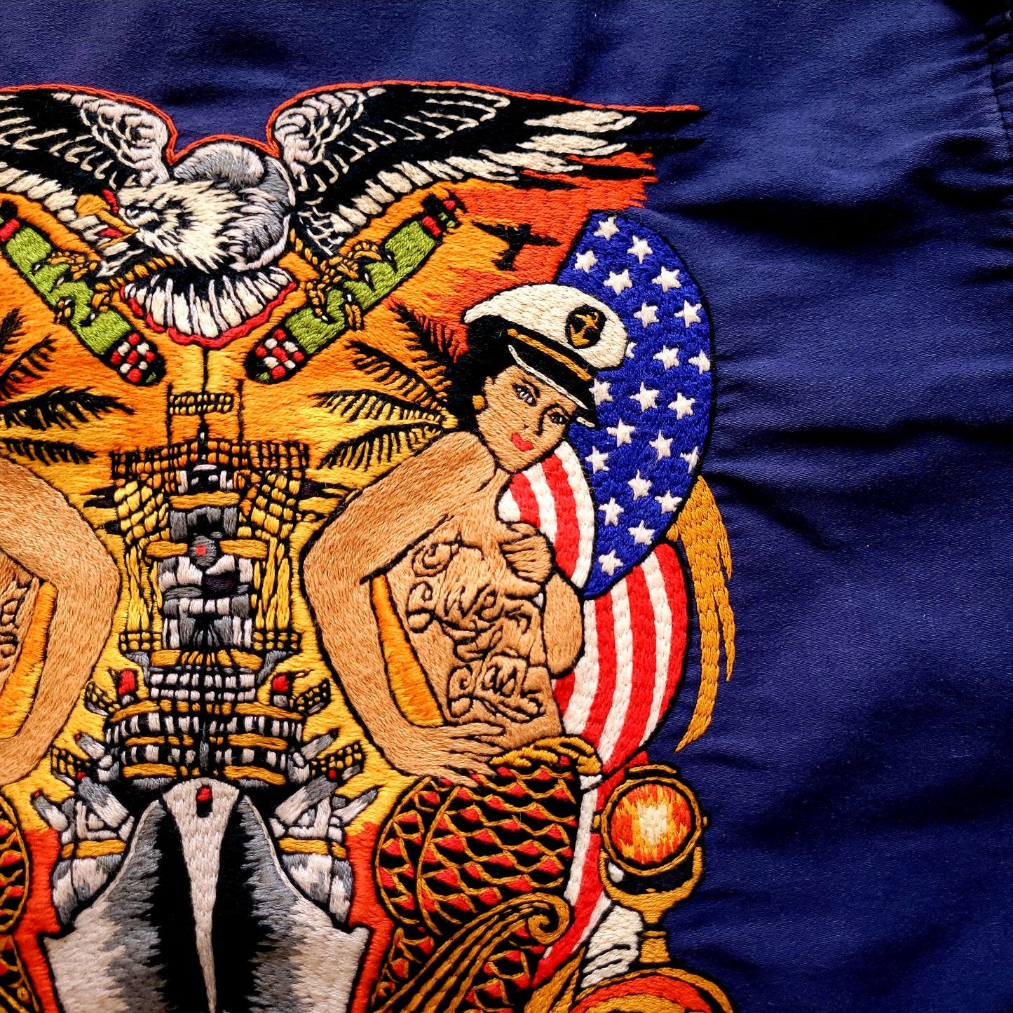 Deadstock french 50's moleskin fatigue vest hand embroidered by hand - PUNK & COTON