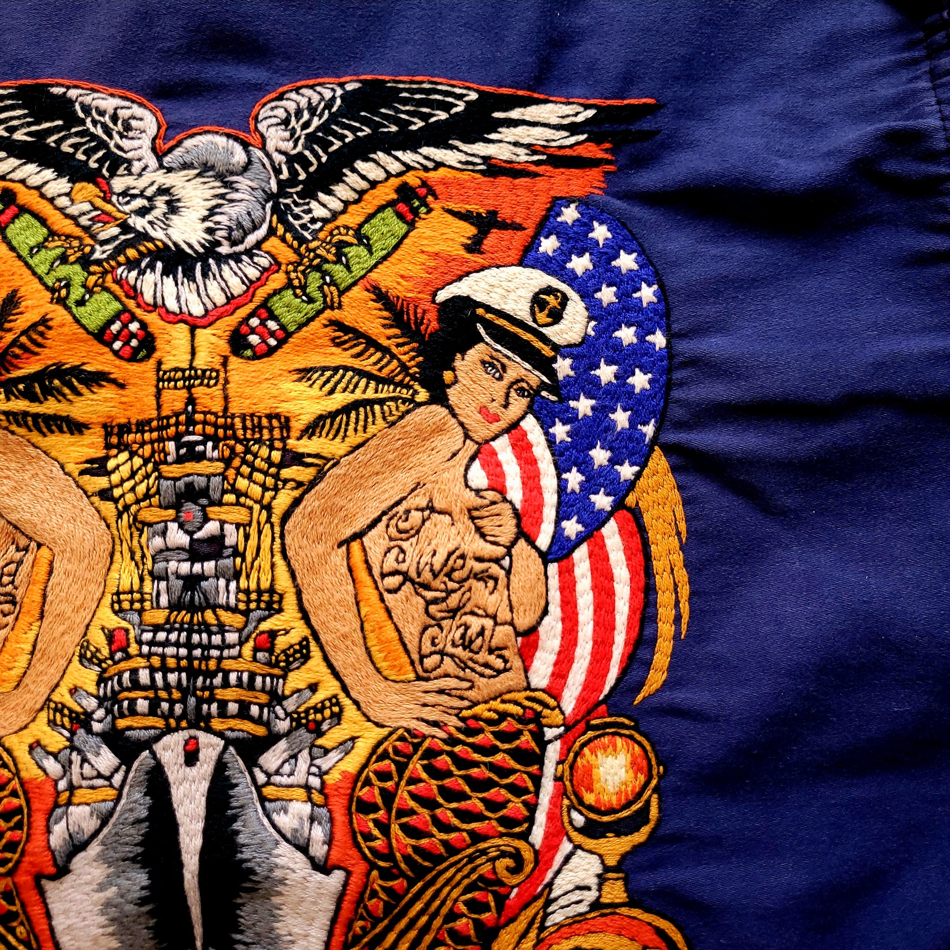 Deadstock french 50's moleskin fatigue vest hand embroidered by hand - PUNK & COTON