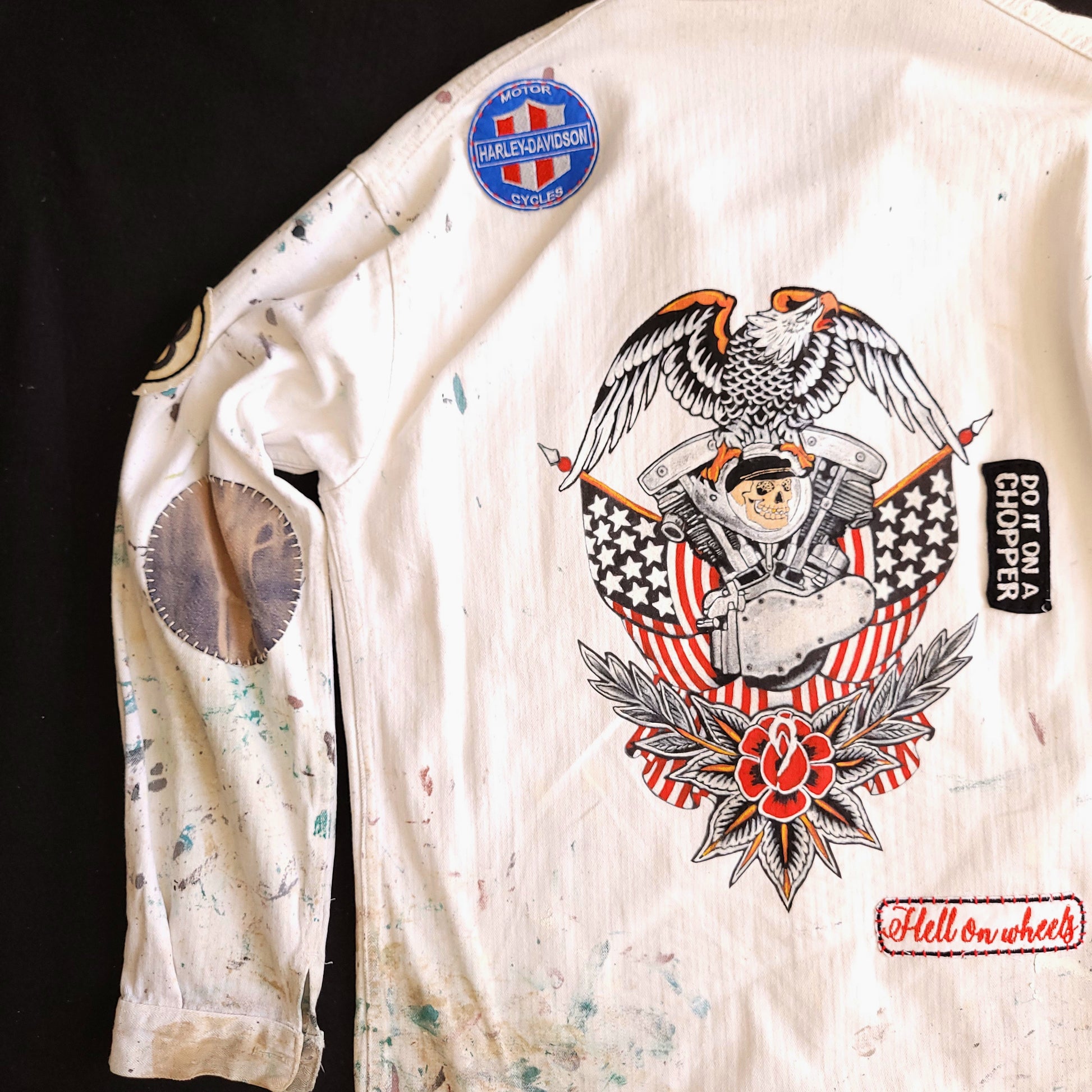 Veste peinte à la main workwear HBT vintage fashion - PUNK & COTON