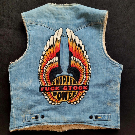 Jacket Storm Rider "Chopper Power Fuck Stock" brodée à la main par Sophie - PUNK & COTON