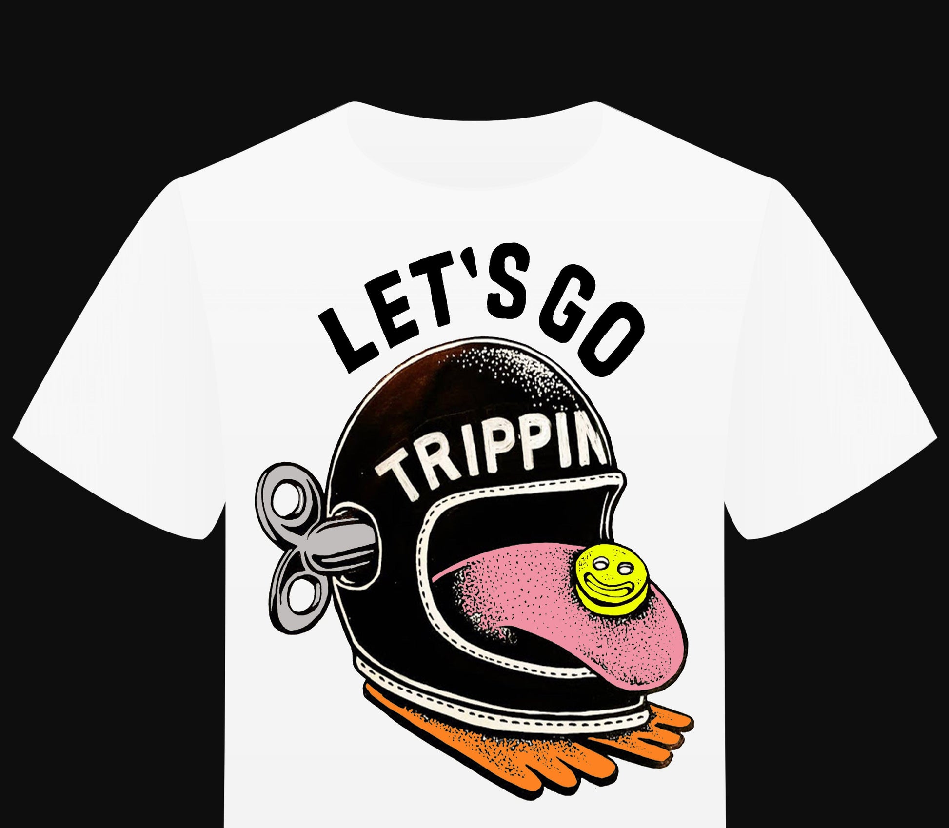 T-Shirt " Let's go trippin" HELMET BIKER - PUNK & COTON