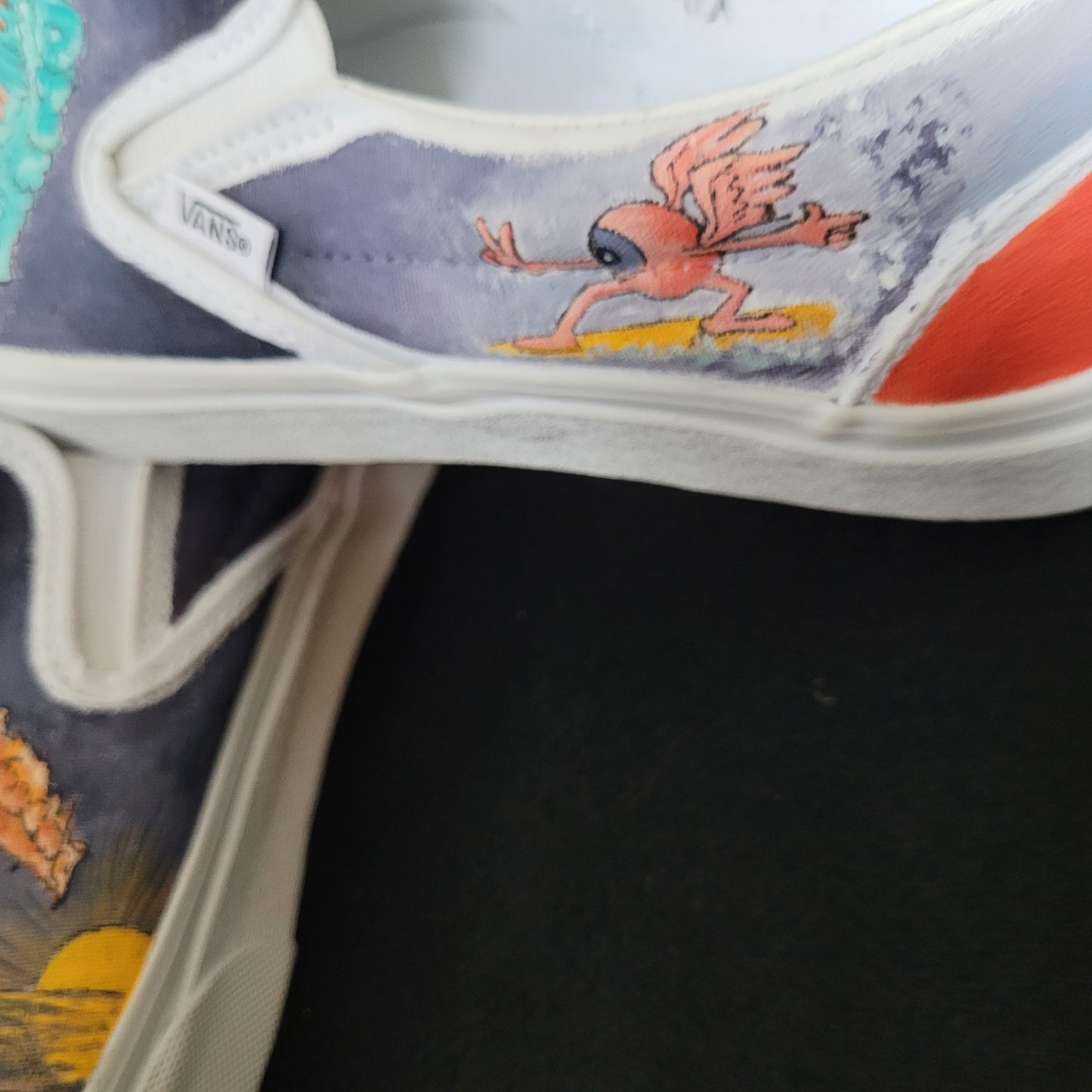 VANS "Ange & Démon Surf " Slip On peintes à la main by Punk & Coton