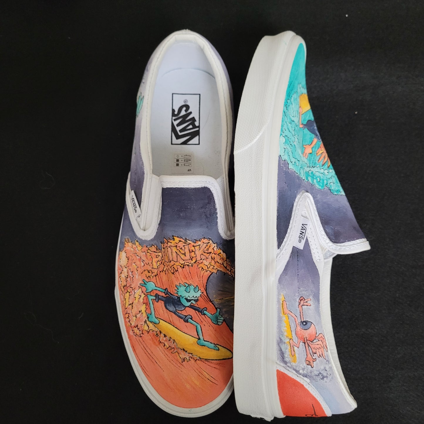 VANS "Ange & Démon Surf " Slip On peintes à la main by Punk & Coton