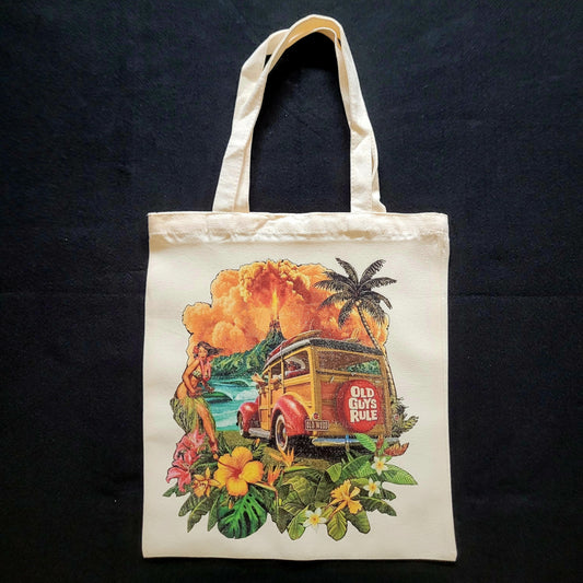 Eco Tote Bag "ALOHA HAWAÏ OLD GUYS RULE" old school design - PUNK & COTON