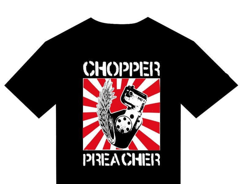 T-Shirt "Chopper Preacher" Bike moto old vintage design logo signé by Punk & Coton - PUNK & COTON