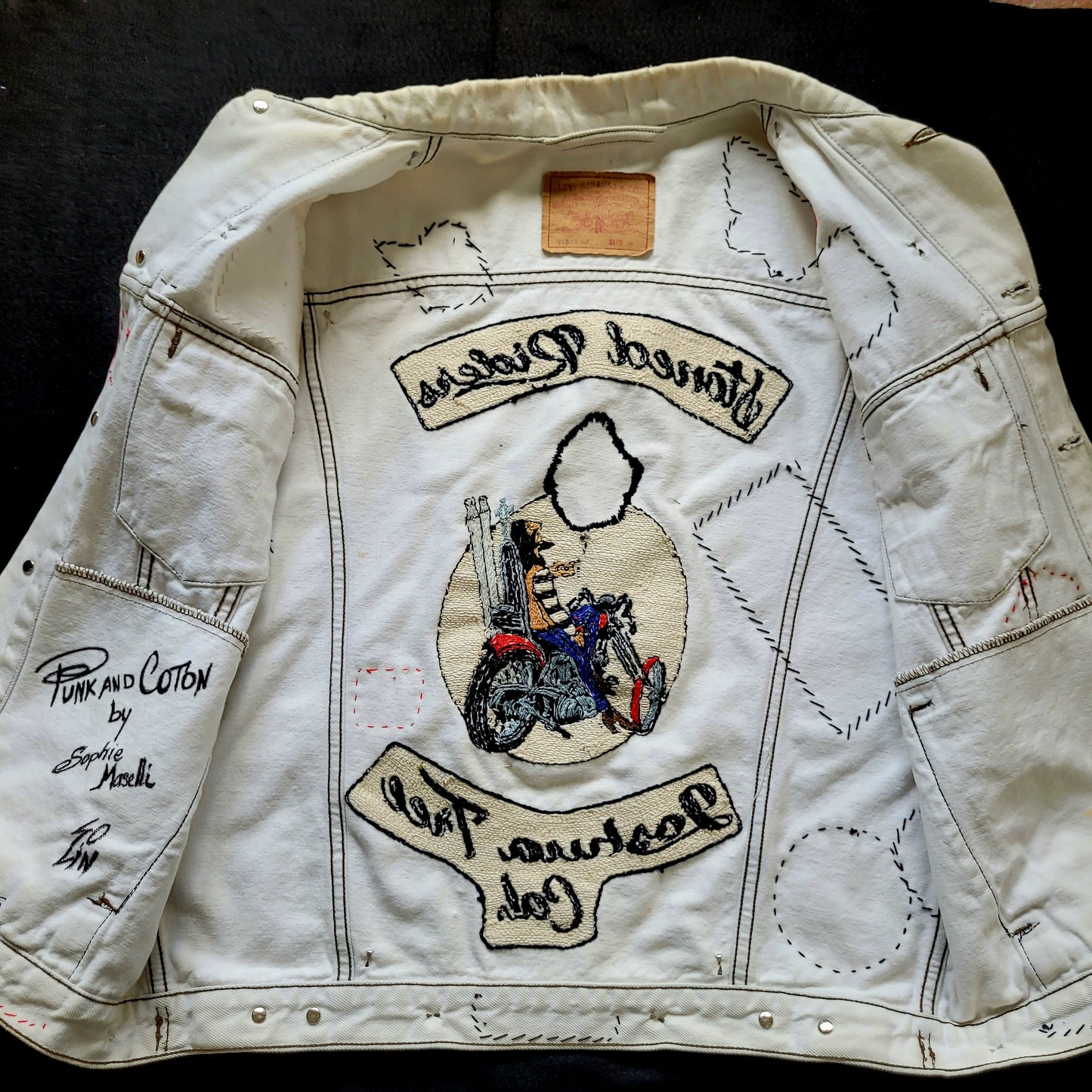 "STONED RIDERS JOSHUA TREE CAL."Handembroidery Levi's Jacket - PUNK & COTON
