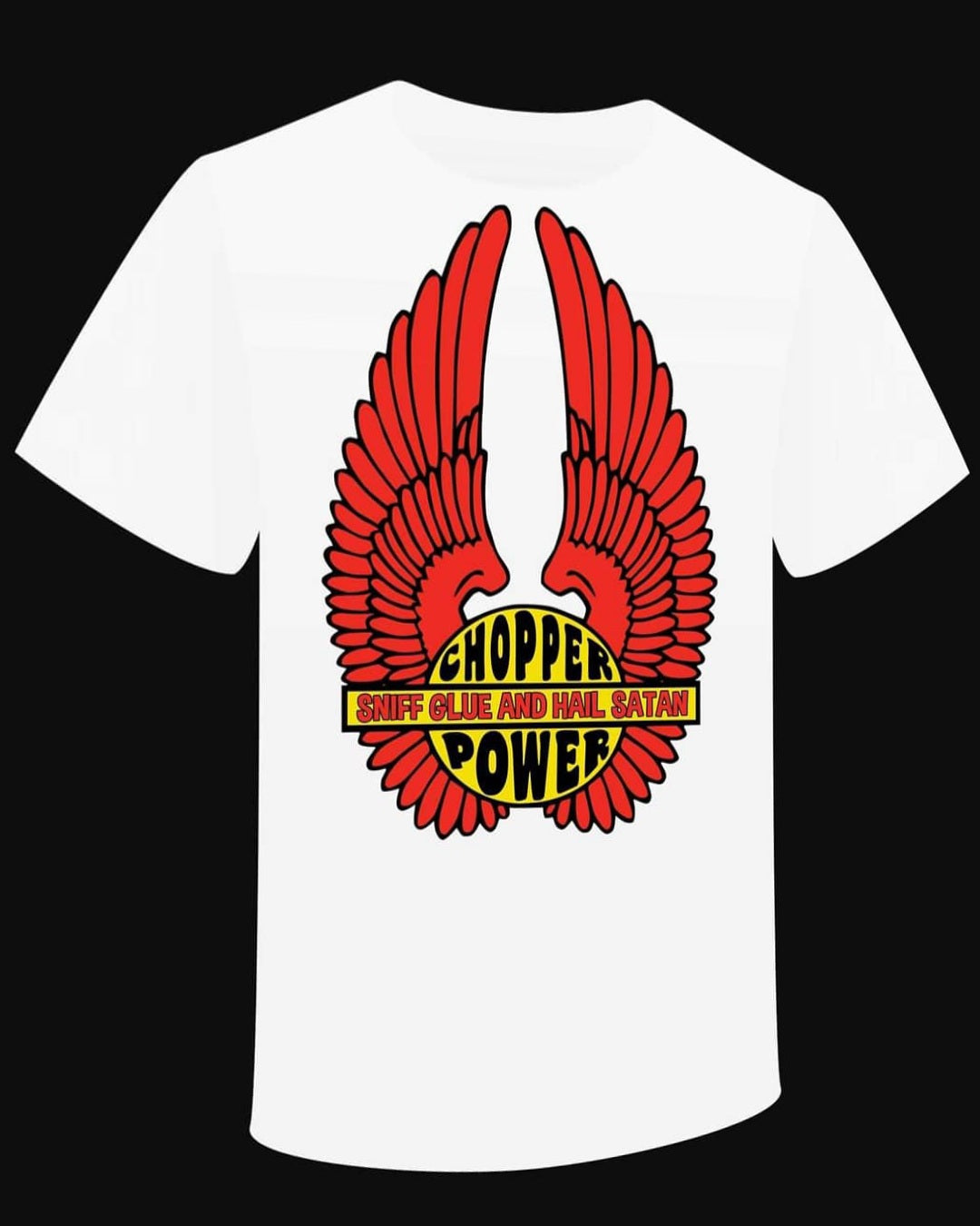 T-Shirt "Chopper Power Sniff Glue and Hail Satan" BIKE MOTO OLD VINTAGE DESIGN LOGO - PUNK & COTON