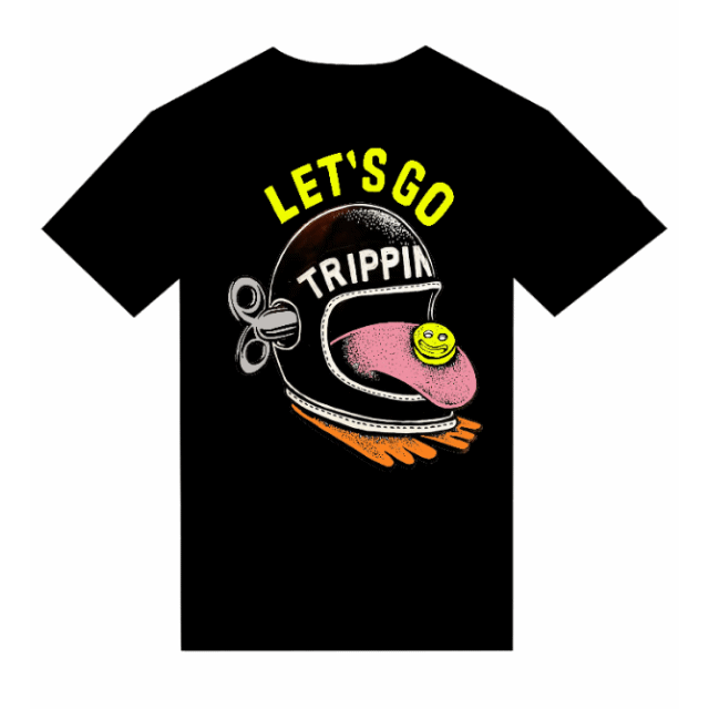 T-Shirt " Let's go trippin" HELMET BIKER - PUNK & COTON