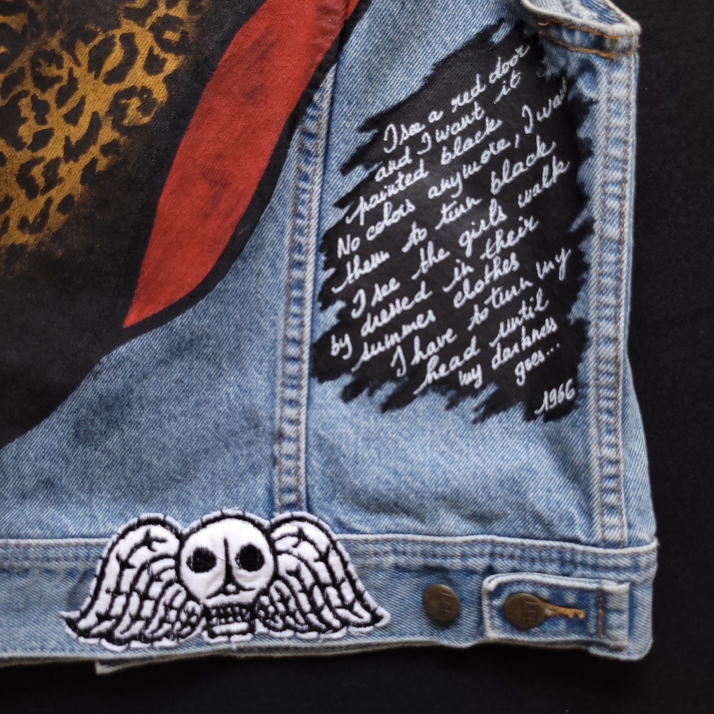 Vintage girl Lee Riders Handpainted jacket, veste femme Lee Riders peinte à la main - PUNK & COTON