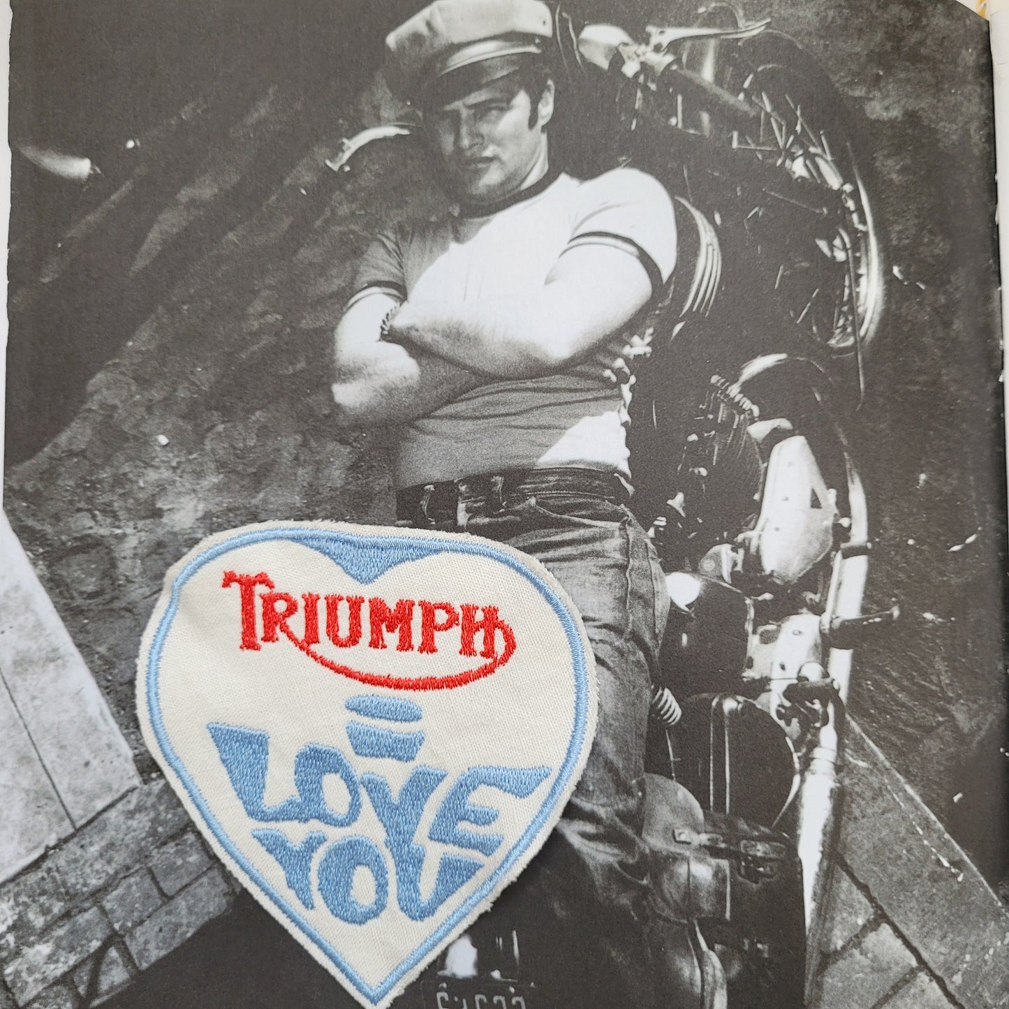Patch Brodé "Triumph vintage HEART" EN VIEUX TISSU COTON - PUNK & COTON