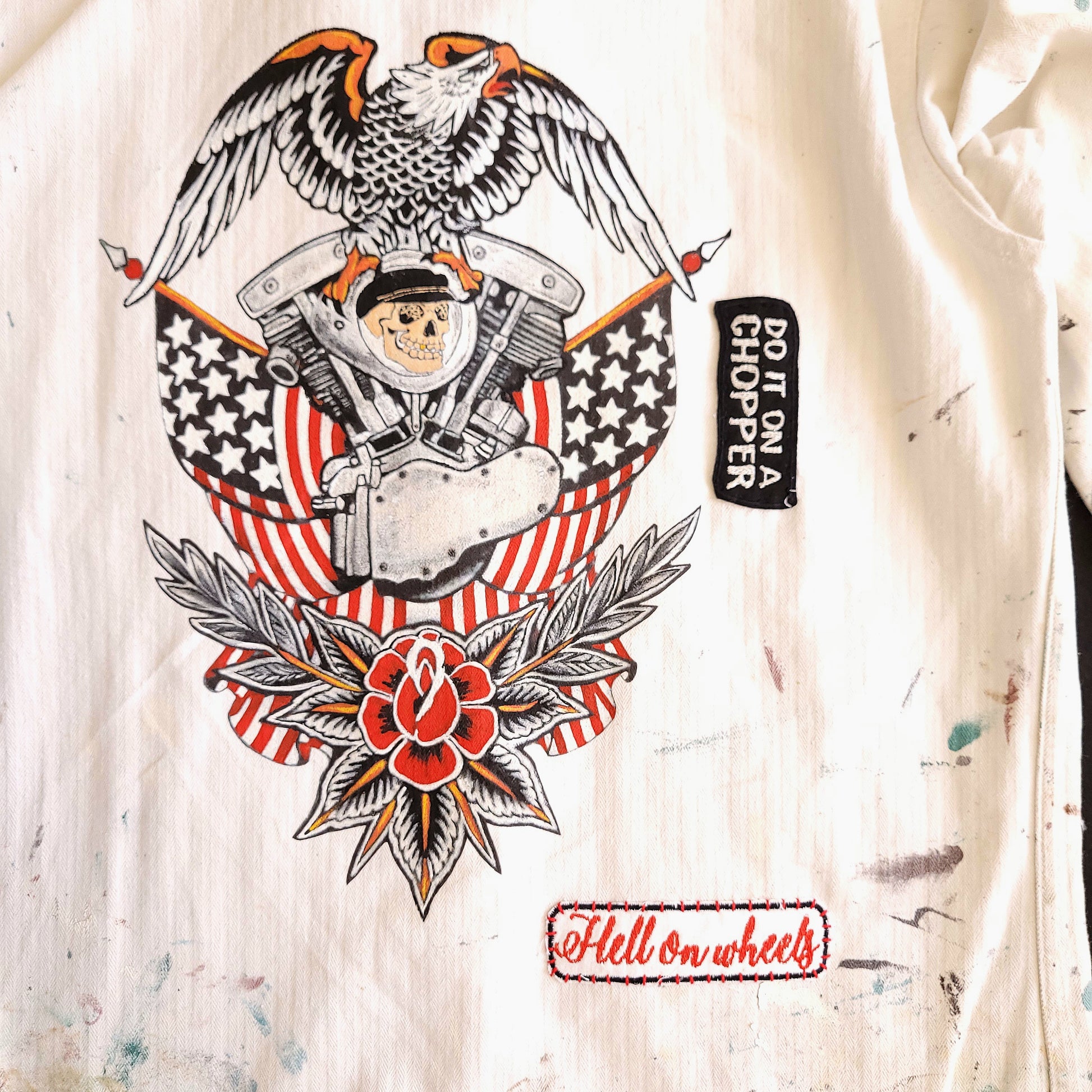 Veste peinte à la main workwear HBT vintage fashion - PUNK & COTON