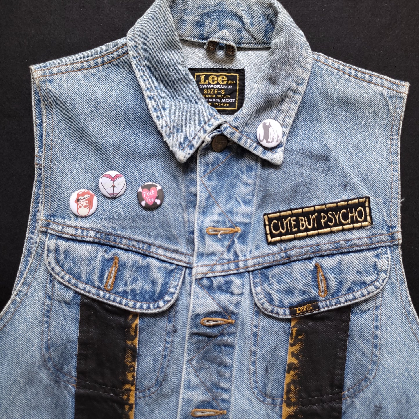 Vintage girl Lee Riders Handpainted jacket, veste femme Lee Riders peinte à la main - PUNK & COTON