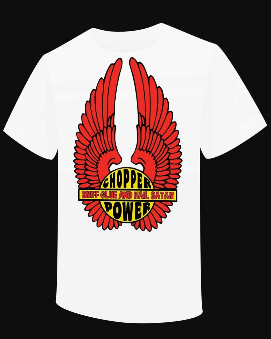 T-Shirt "Chopper Power Sniff Glue and Hail Satan" BIKE MOTO OLD VINTAGE DESIGN LOGO - PUNK & COTON