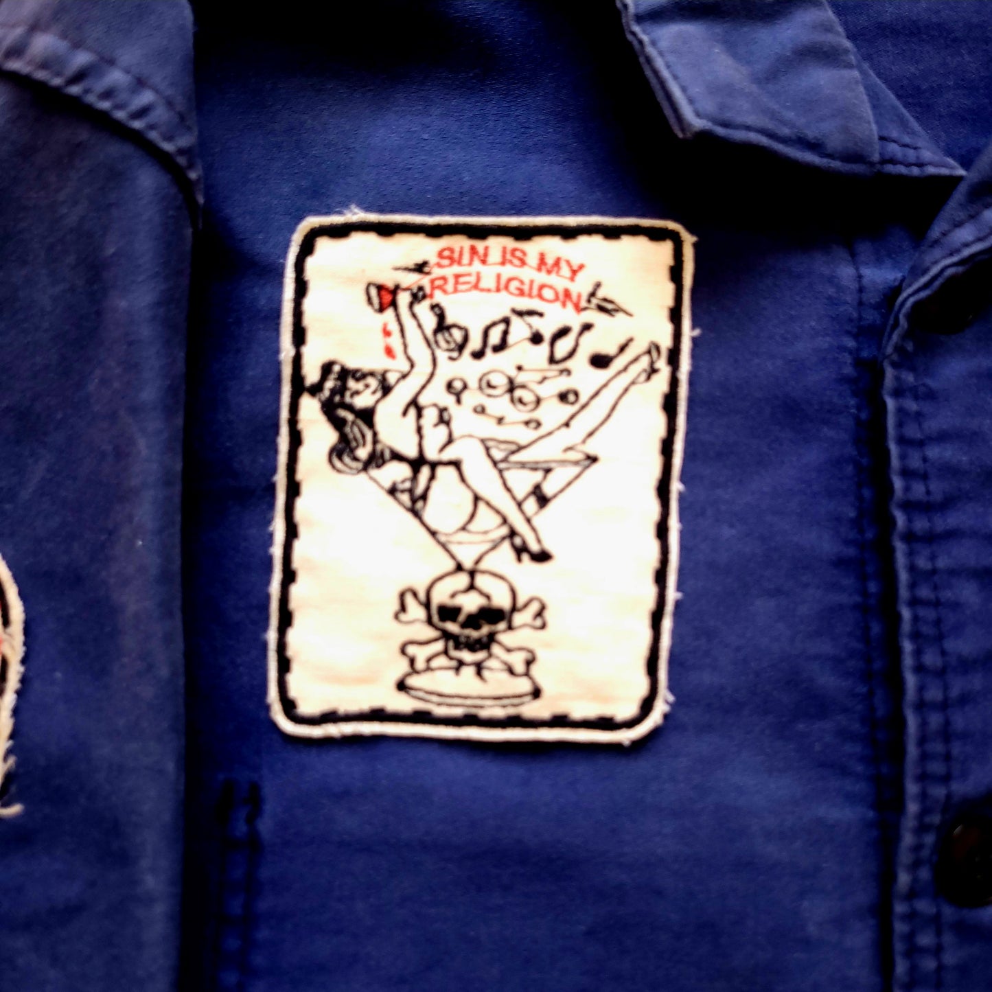 Deadstock french 50's moleskin fatigue vest hand embroidered by hand - PUNK & COTON