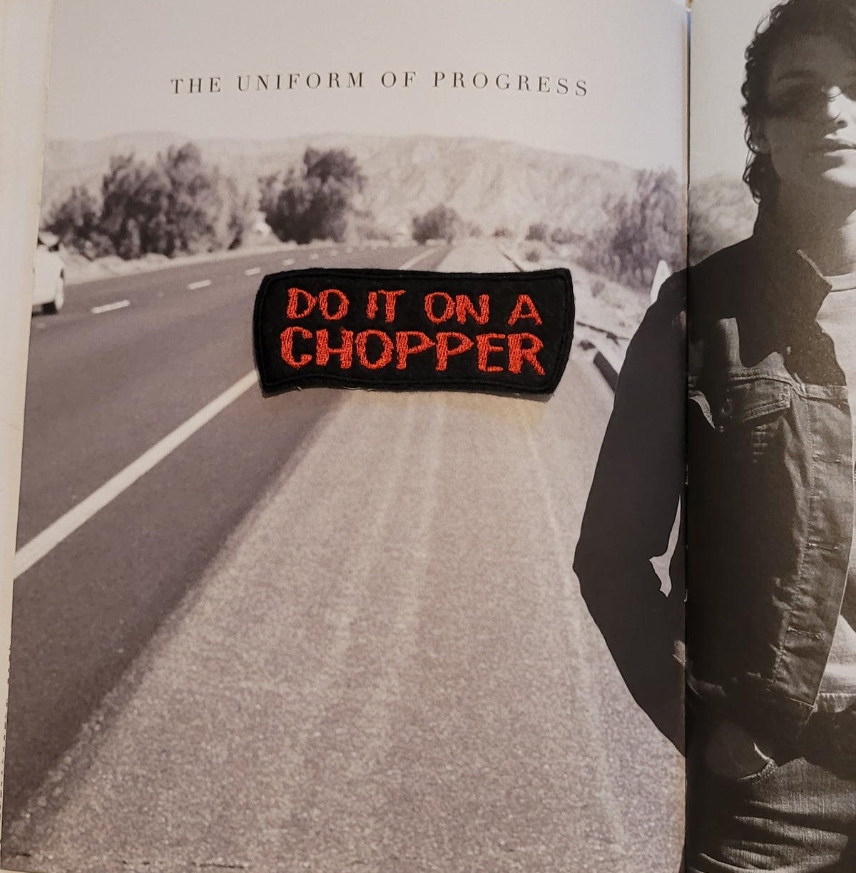Patch Brodé "Do it on a chopper" version Noir/ Rouge