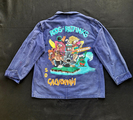 In loving memory of ED "Big Daddy" Roth handpainted french 70s jacket Rat Fink Hotrod California - PUNK & COTON