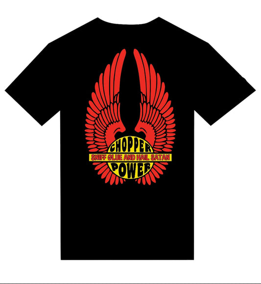 T-Shirt "Chopper Power Sniff Glue and Hail Satan" BIKE MOTO OLD VINTAGE DESIGN LOGO - PUNK & COTON