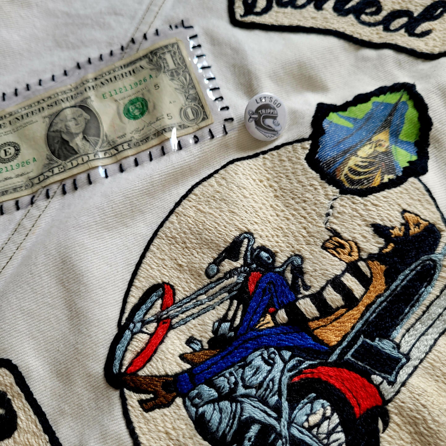 "STONED RIDERS JOSHUA TREE CAL."Handembroidery Levi's Jacket - PUNK & COTON