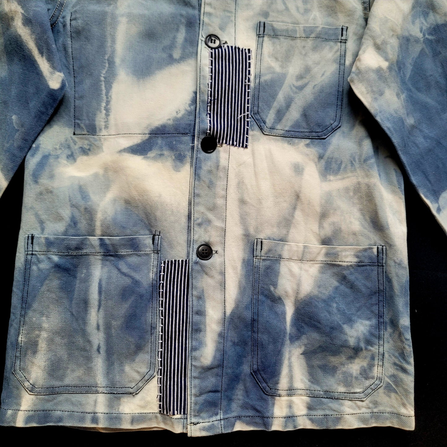 Veste de Travail française personnalisée "Old School tattoo The Sea" & Boro / Sashiko by Sophie - PUNK & COTON