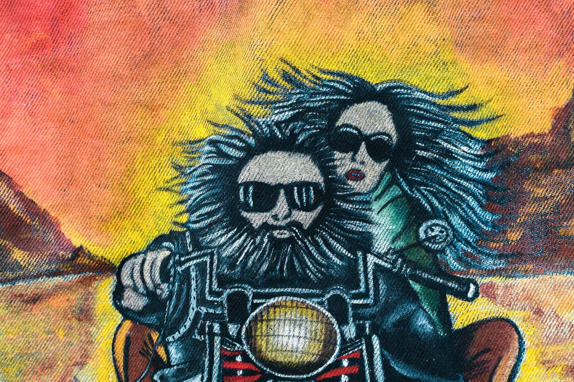 Handpainted Levi's Jacket/ Veste levis vintage peinte main biker family - L'Insoumis Clothing